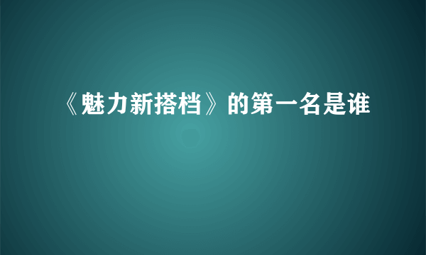 《魅力新搭档》的第一名是谁