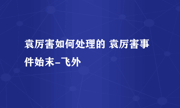 袁厉害如何处理的 袁厉害事件始末-飞外