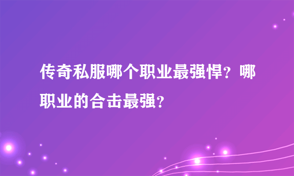 传奇私服哪个职业最强悍？哪职业的合击最强？