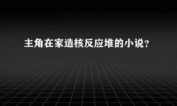 主角在家造核反应堆的小说？