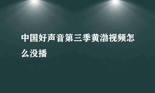 中国好声音第三季黄渤视频怎么没播