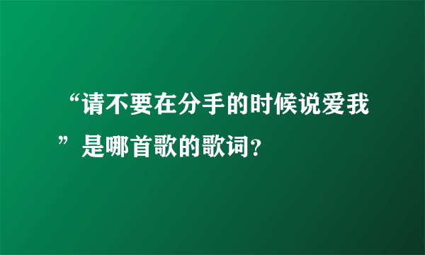 “请不要在分手的时候说爱我”是哪首歌的歌词？