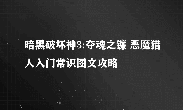 暗黑破坏神3:夺魂之镰 恶魔猎人入门常识图文攻略