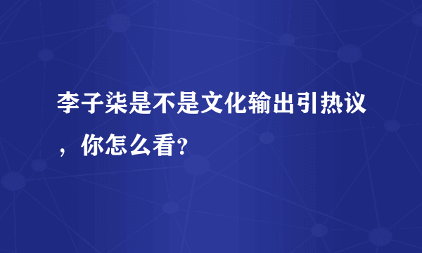 李子柒是不是文化输出引热议，你怎么看？