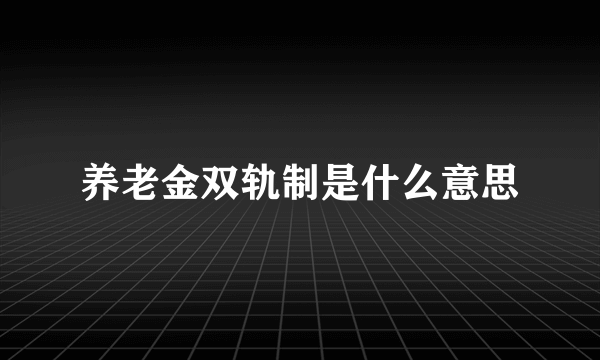 养老金双轨制是什么意思