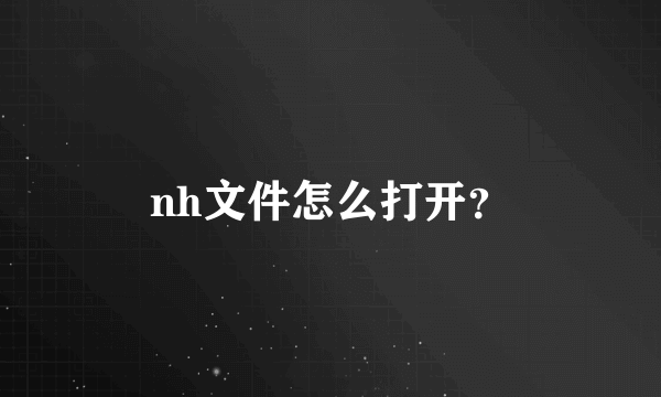 nh文件怎么打开？