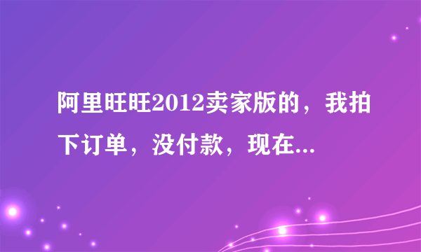 阿里旺旺2012卖家版的，我拍下订单，没付款，现在打不开了，按那个订单没反应，怎么弄啊