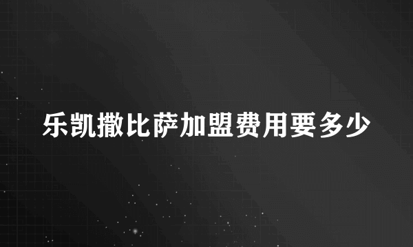 乐凯撒比萨加盟费用要多少