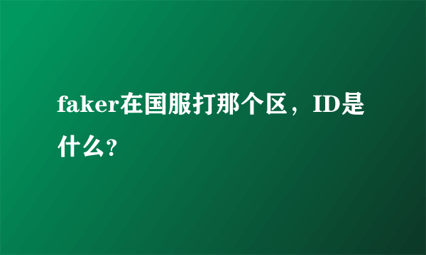 faker在国服打那个区，ID是什么？