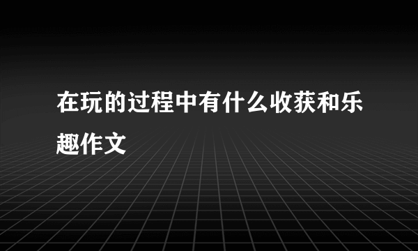 在玩的过程中有什么收获和乐趣作文