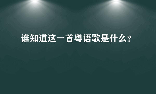 谁知道这一首粤语歌是什么？