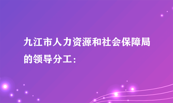 九江市人力资源和社会保障局的领导分工：