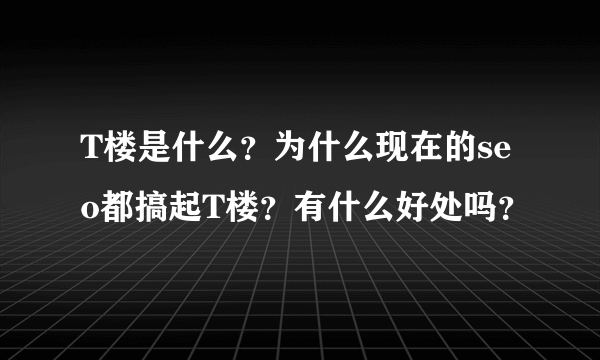 T楼是什么？为什么现在的seo都搞起T楼？有什么好处吗？