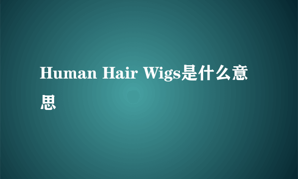 Human Hair Wigs是什么意思