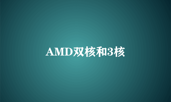 AMD双核和3核