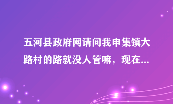 五河县政府网请问我申集镇大路村的路就没人管嘛，现在是水和泥有一米深