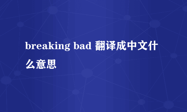 breaking bad 翻译成中文什么意思