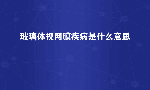 玻璃体视网膜疾病是什么意思