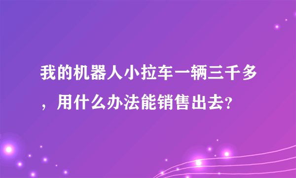 我的机器人小拉车一辆三千多，用什么办法能销售出去？