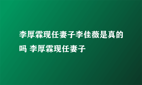 李厚霖现任妻子李佳薇是真的吗 李厚霖现任妻子