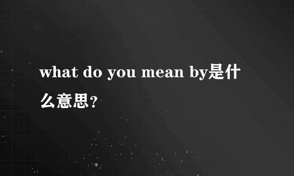 what do you mean by是什么意思？