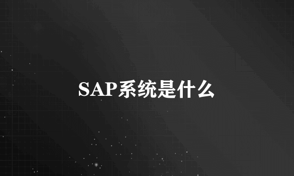 SAP系统是什么