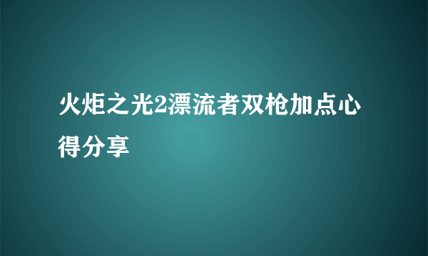 火炬之光2漂流者双枪加点心得分享