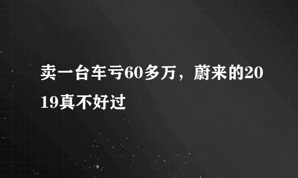 卖一台车亏60多万，蔚来的2019真不好过