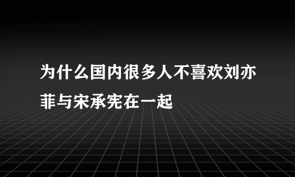 为什么国内很多人不喜欢刘亦菲与宋承宪在一起