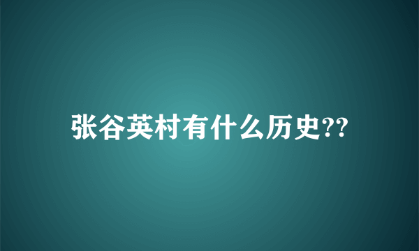 张谷英村有什么历史??