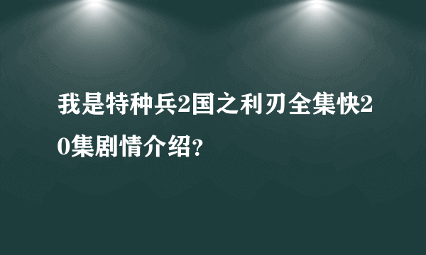 我是特种兵2国之利刃全集快20集剧情介绍？