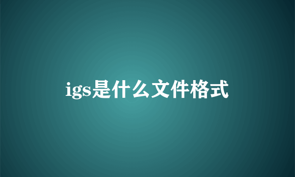 igs是什么文件格式