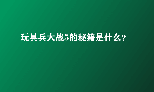 玩具兵大战5的秘籍是什么？