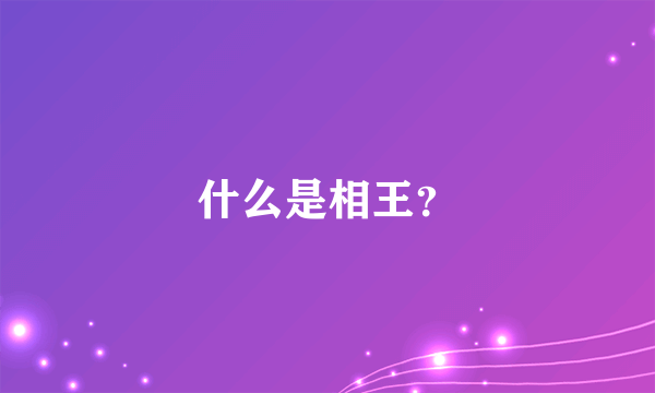 什么是相王？