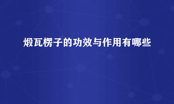 煅瓦楞子的功效与作用有哪些