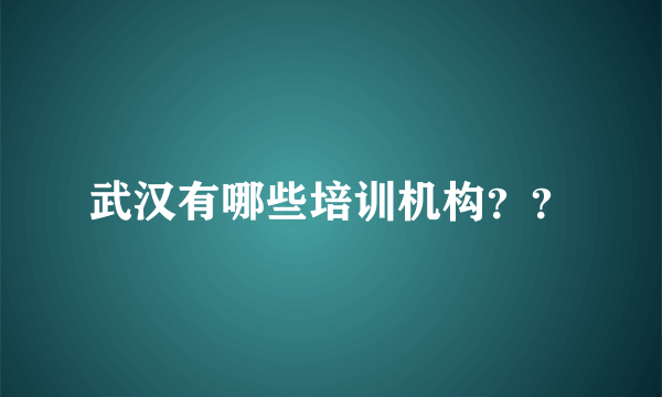 武汉有哪些培训机构？？