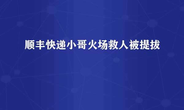 顺丰快递小哥火场救人被提拔