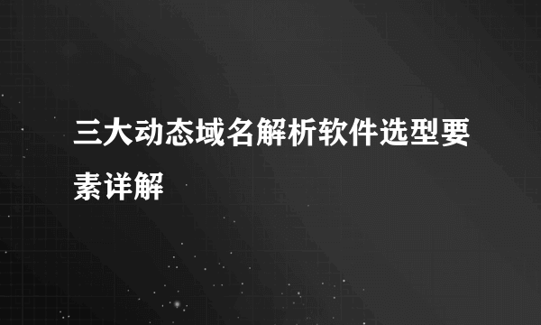 三大动态域名解析软件选型要素详解