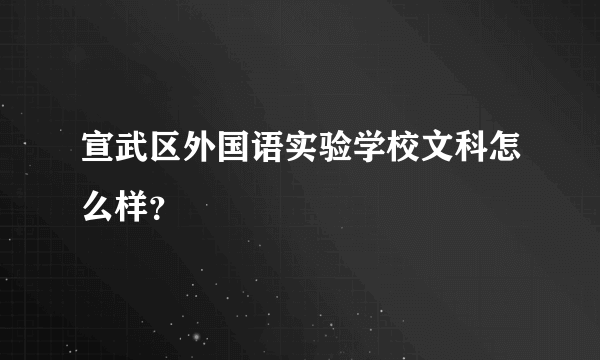 宣武区外国语实验学校文科怎么样？