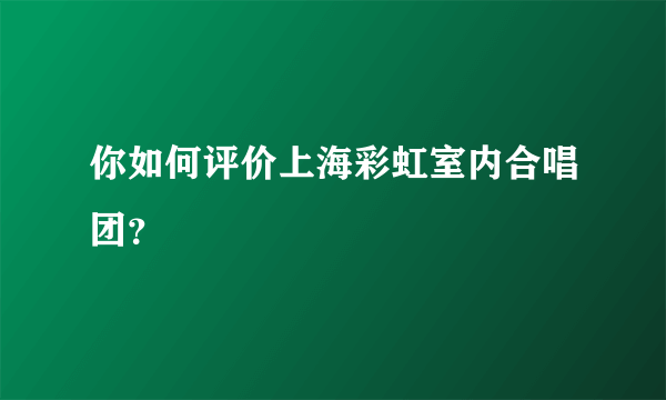 你如何评价上海彩虹室内合唱团？