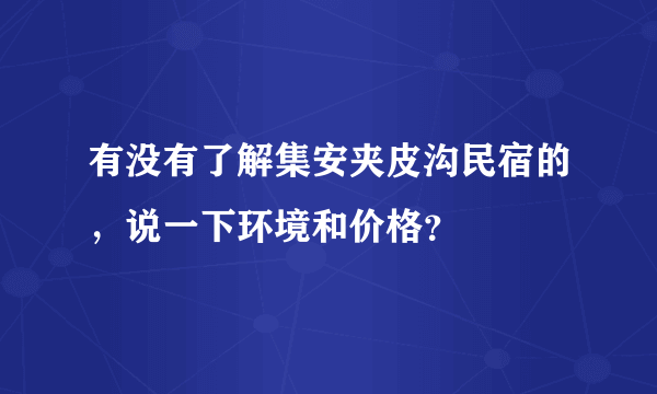 有没有了解集安夹皮沟民宿的，说一下环境和价格？