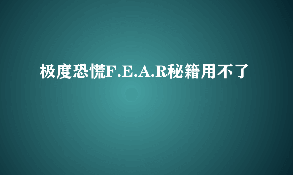 极度恐慌F.E.A.R秘籍用不了