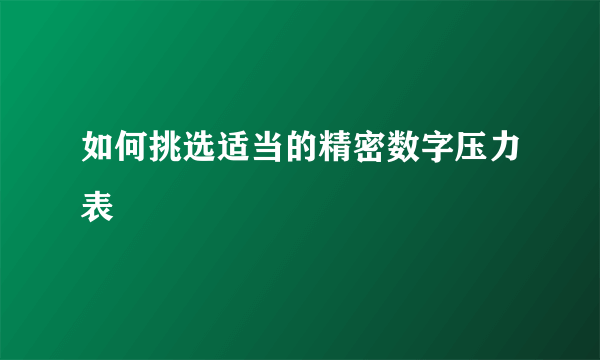 如何挑选适当的精密数字压力表