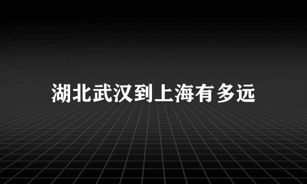 湖北武汉到上海有多远