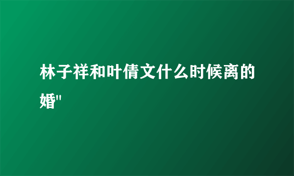 林子祥和叶倩文什么时候离的婚