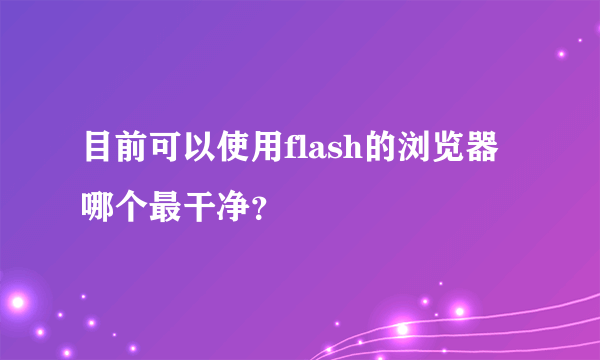 目前可以使用flash的浏览器哪个最干净？