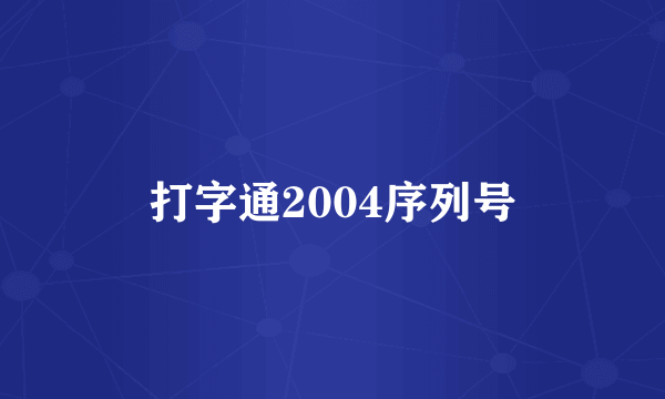 打字通2004序列号