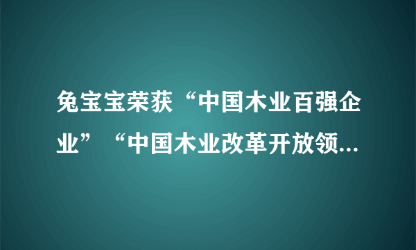 兔宝宝荣获“中国木业百强企业”“中国木业改革开放领军企业”荣誉称号