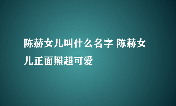 陈赫女儿叫什么名字 陈赫女儿正面照超可爱