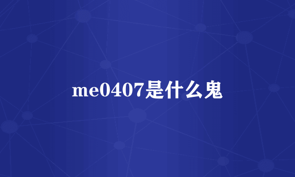 me0407是什么鬼